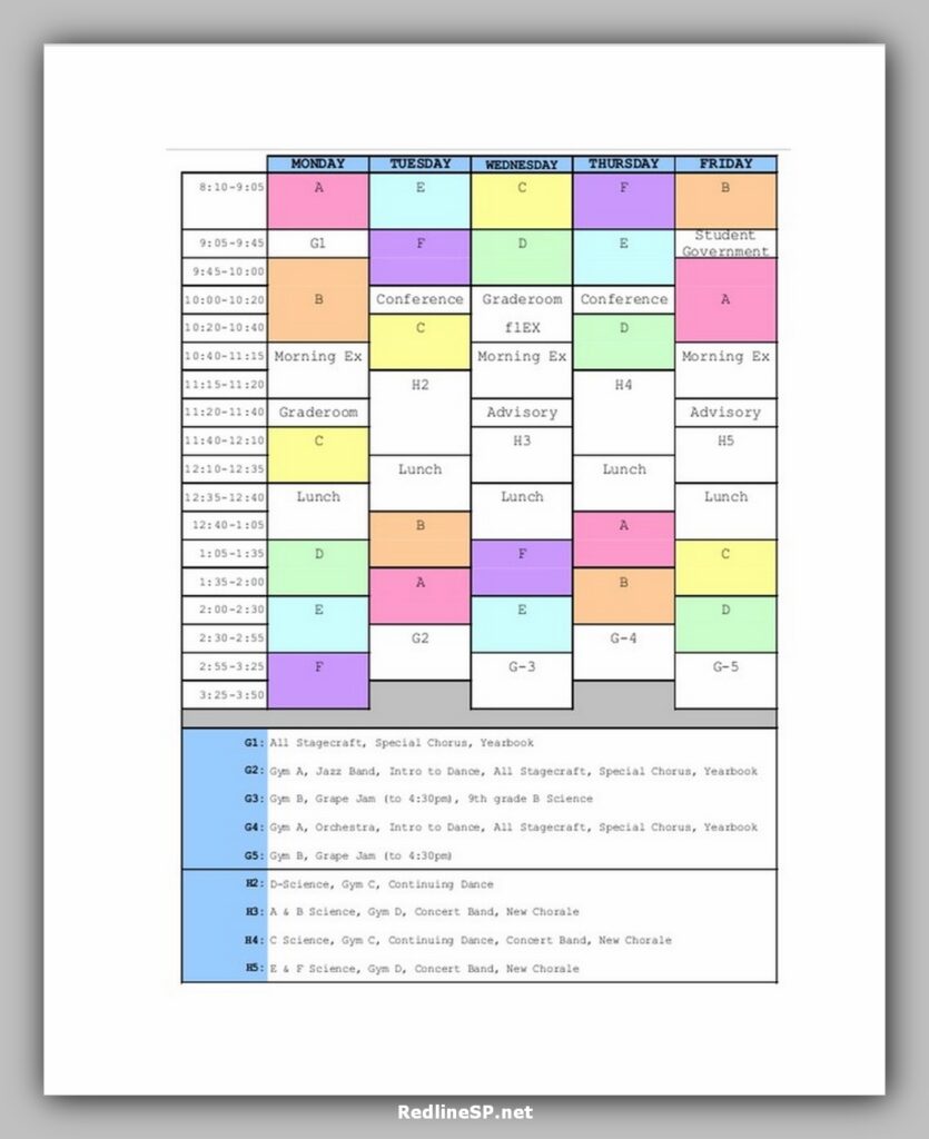 Master Upper School Schedule