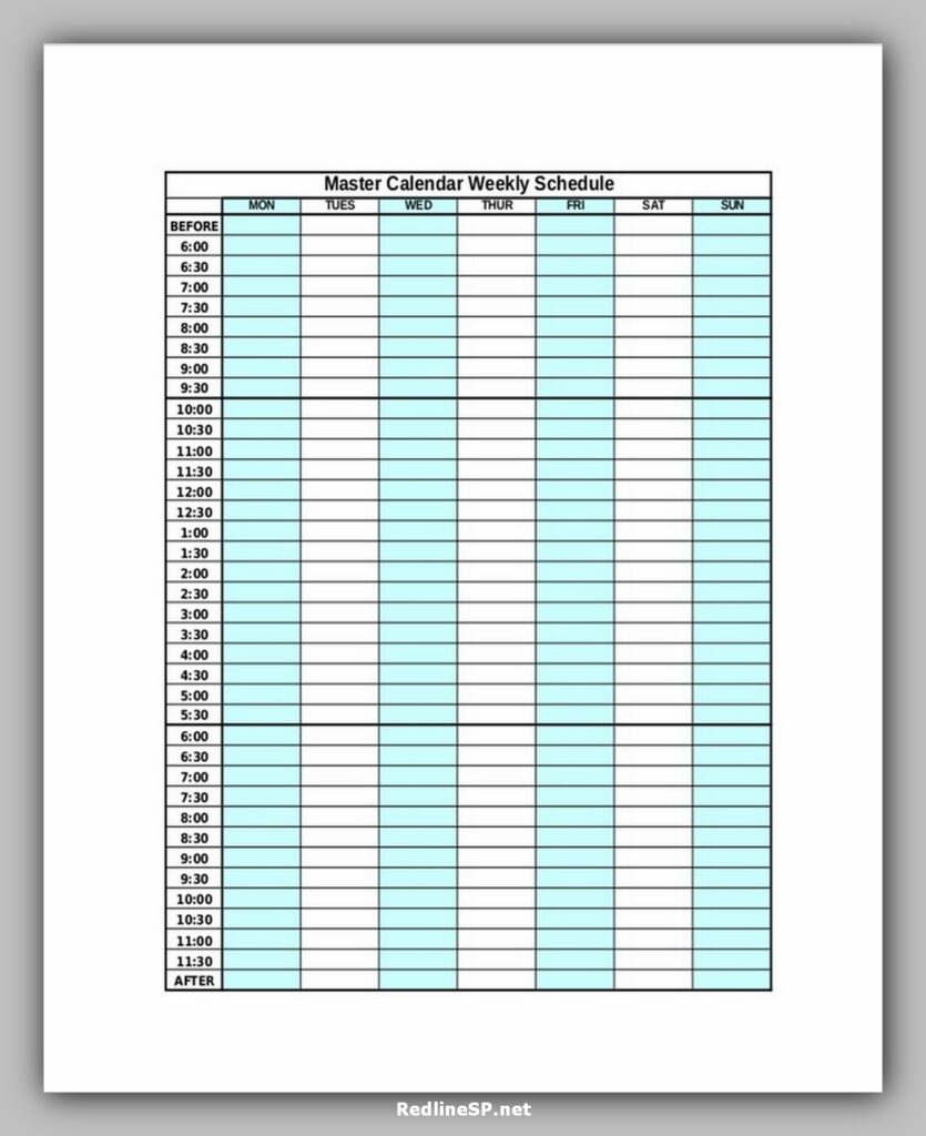 Master Weekly Schedule