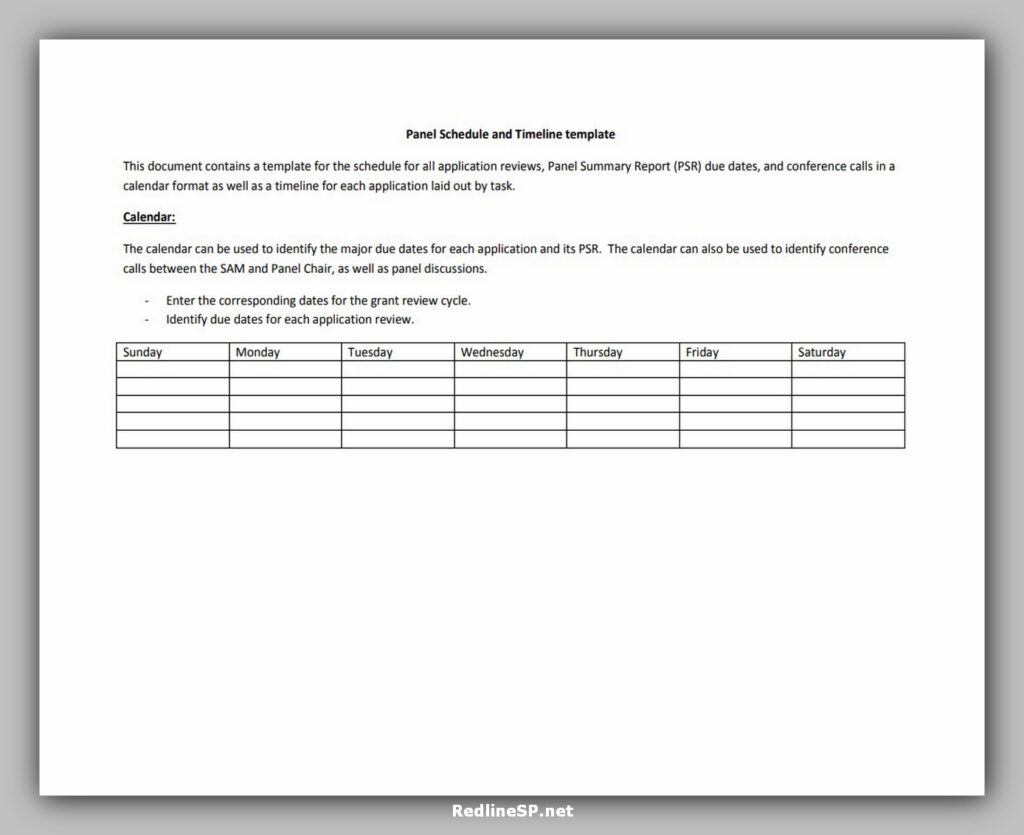 Panel Schedule and Timeline Template PDF