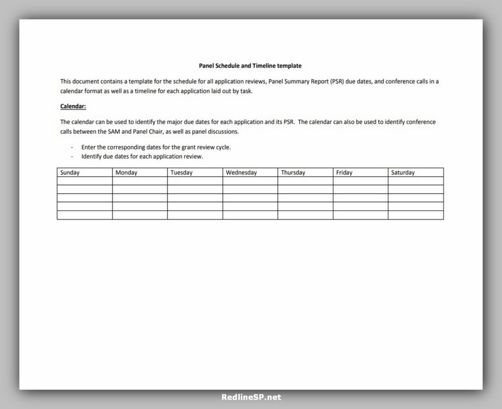 Panel Schedule and Timeline Template PDF Panel Schedule and Timeline Template PDF