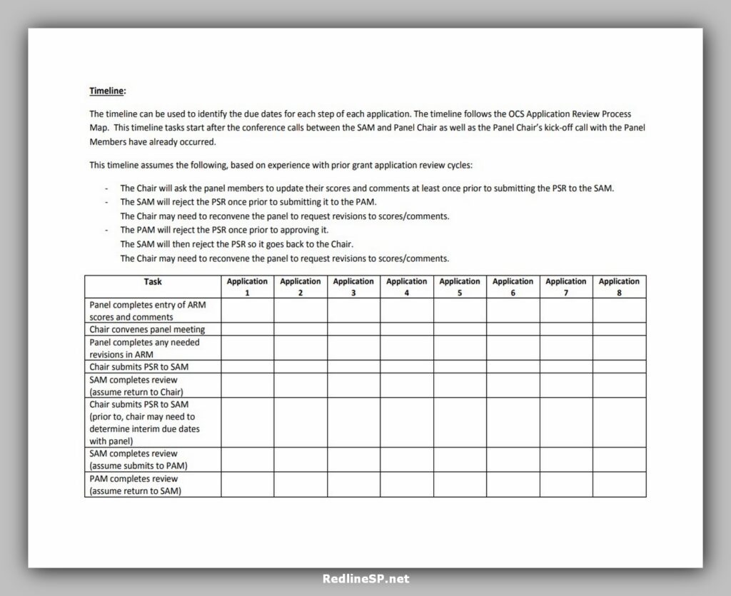 Panel Schedule Timeline Template PDF