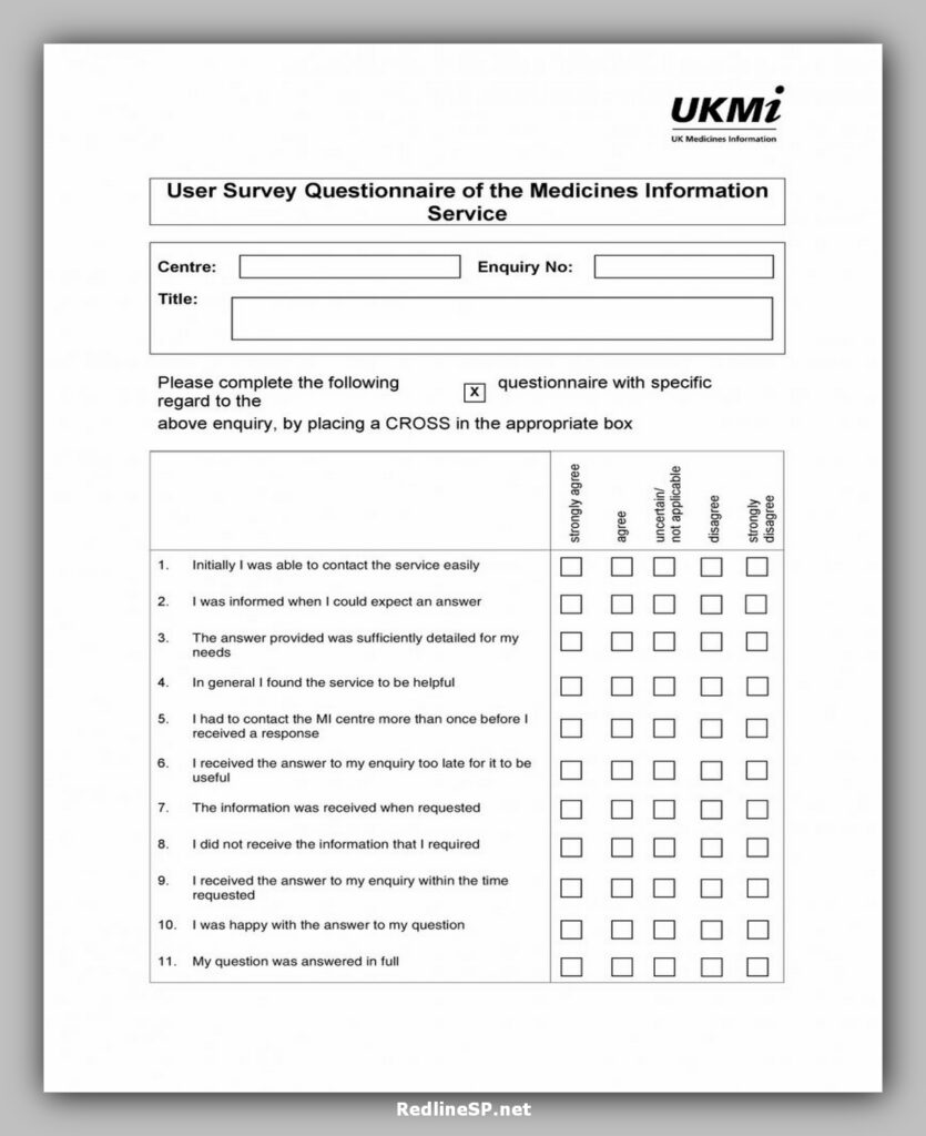 User Survey Questionnaire of Medicine Service Template