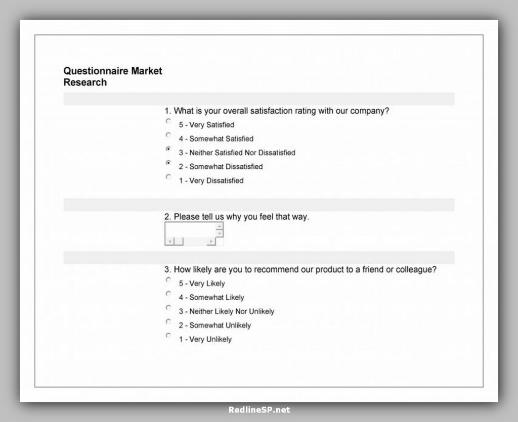 Market Research Questionnaire Template