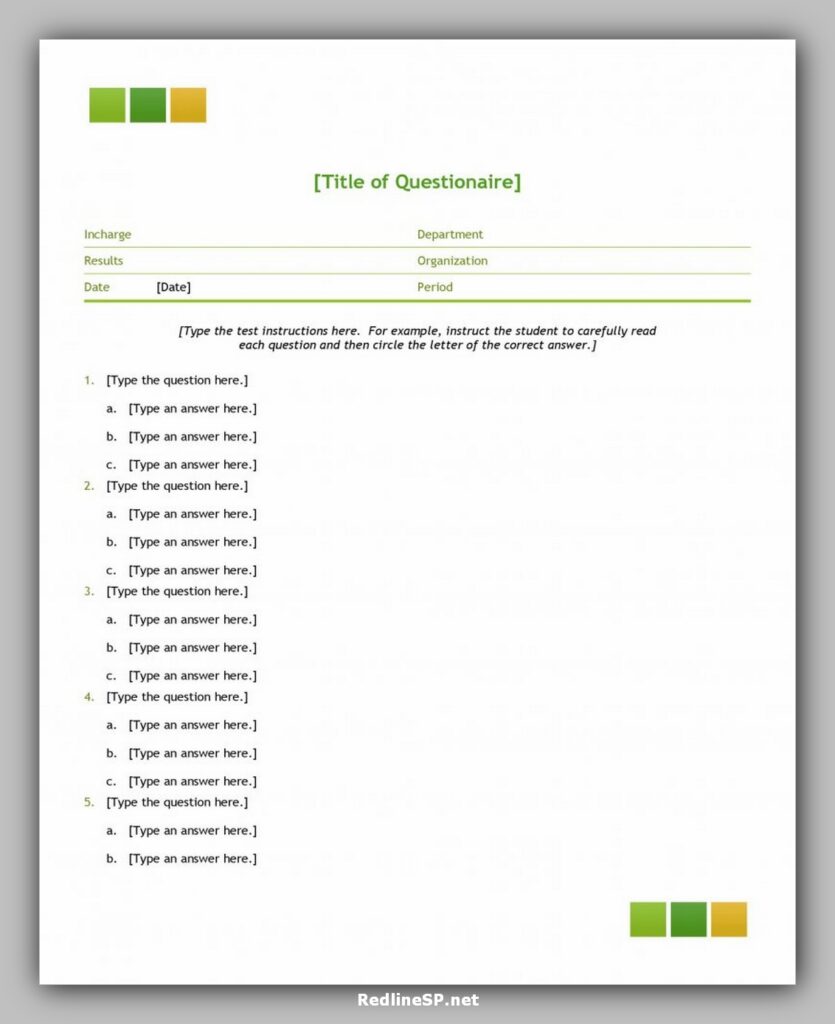 Questionnaire Template Word