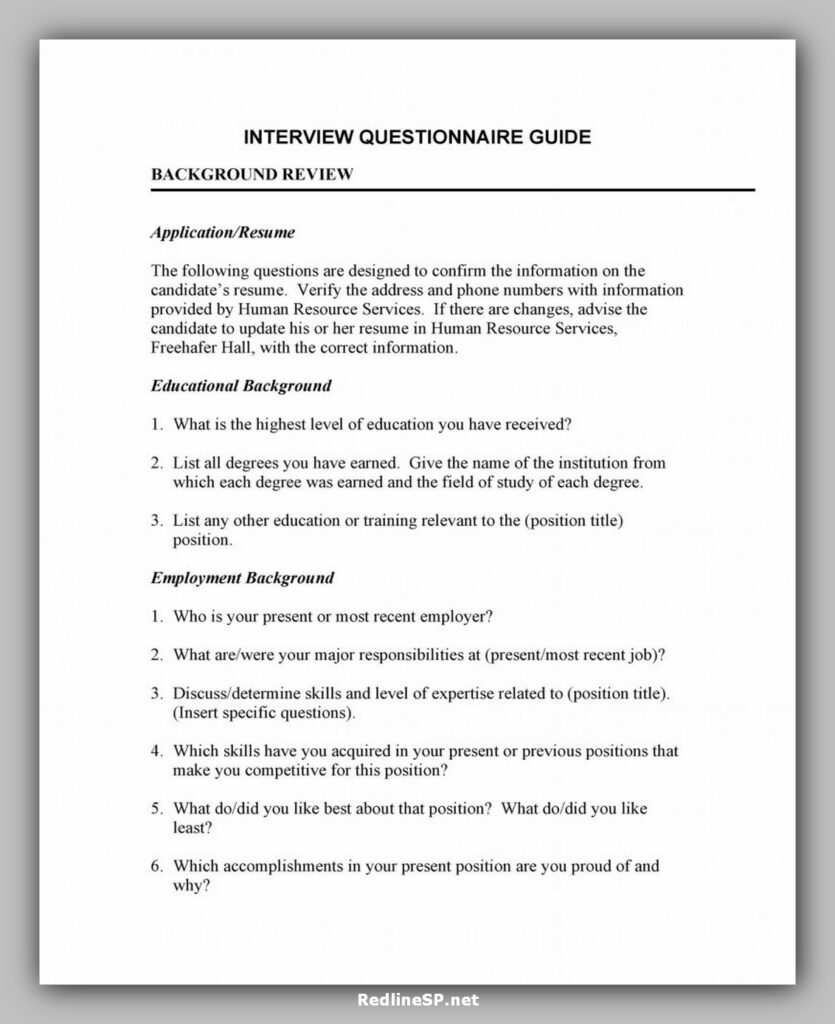 Interview Questionnaire Template