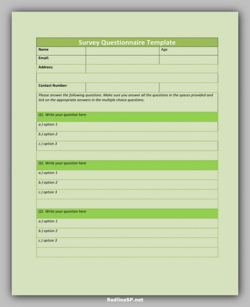 Survey Questionnaire Template