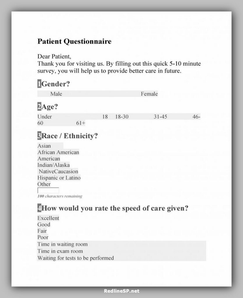 Patient Questionnaire Template
