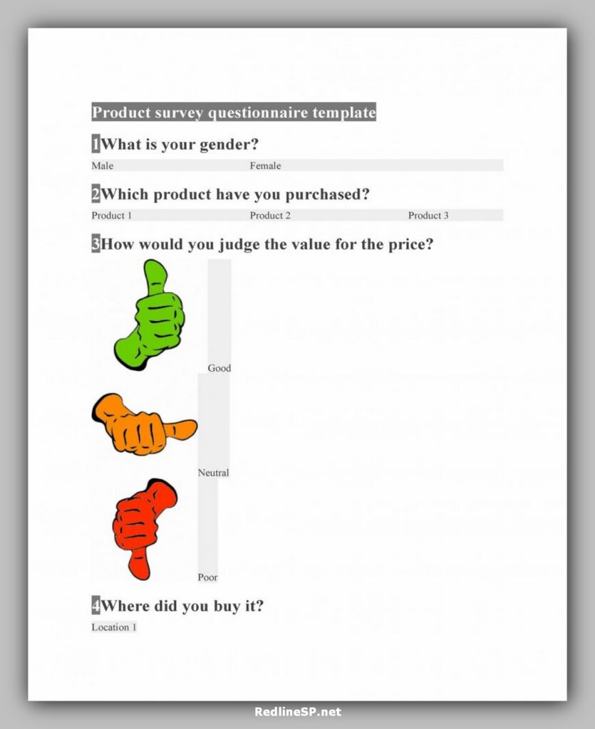 Product Survey Questionnaire Template