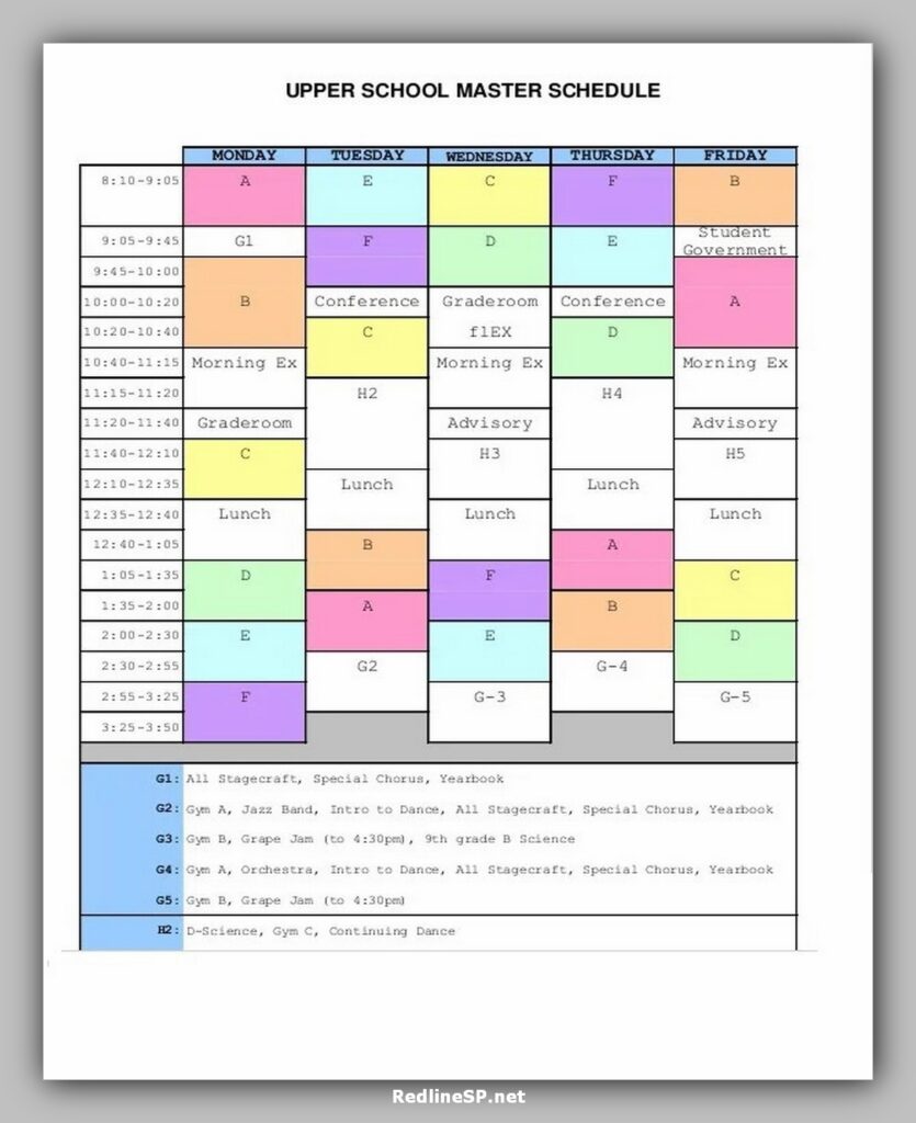 School Master Schedule