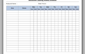 Weekly Restaurant Cleaning Schedule Template