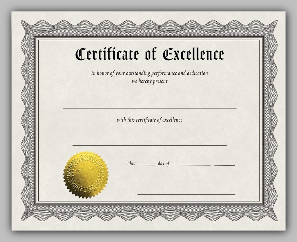 Award Certificate Example