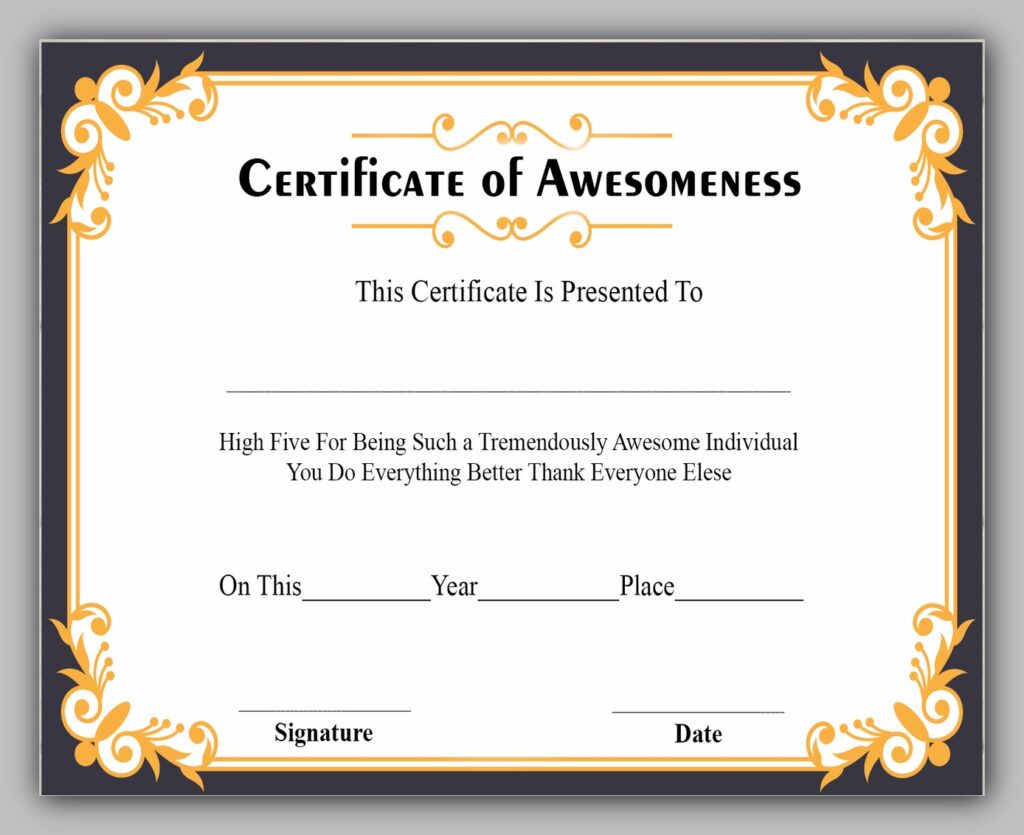 Award Certificate of Awesome