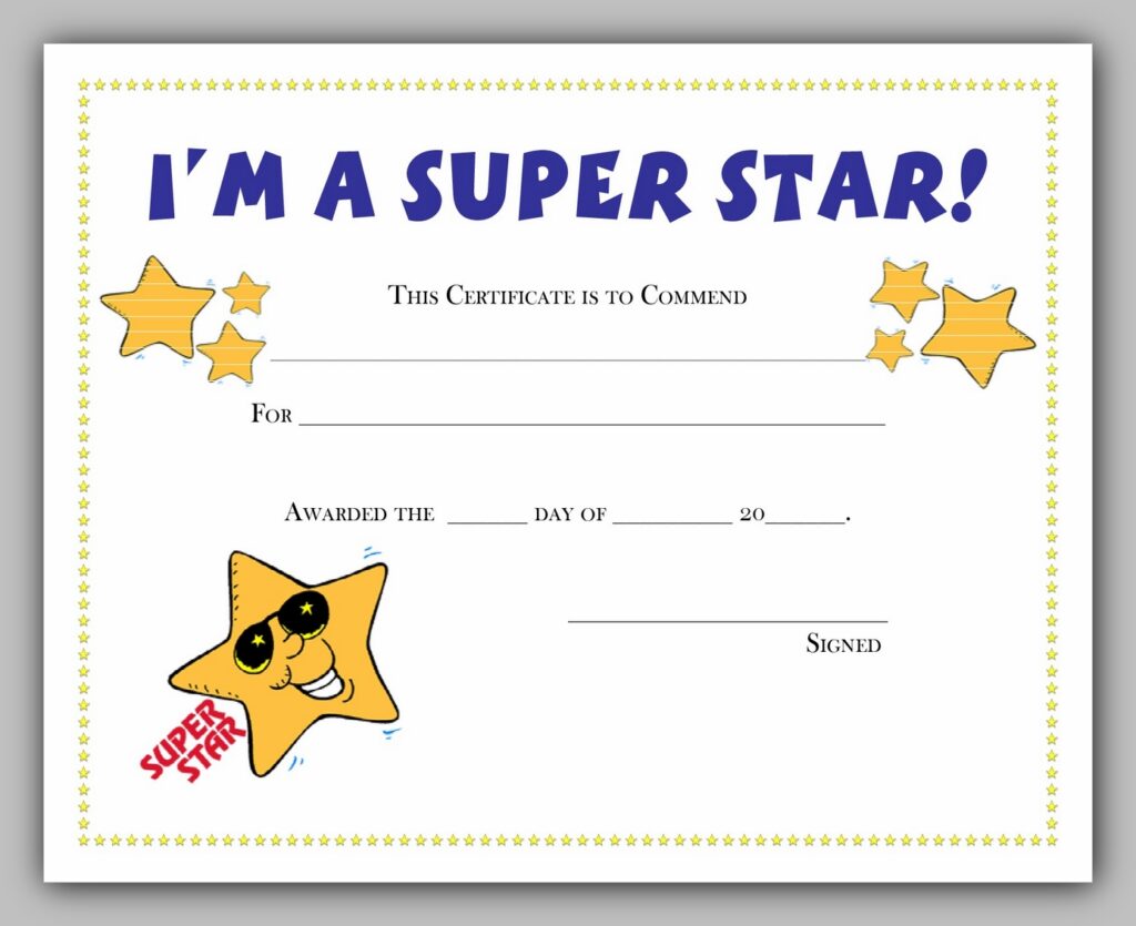 Superstar Award Certificate Template Superstar Award Certificate Template