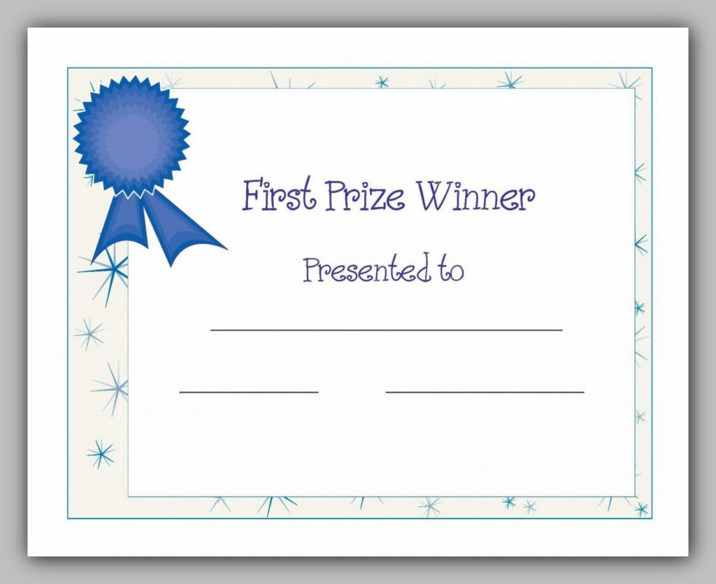 Firs Prize Winner Award Certificate