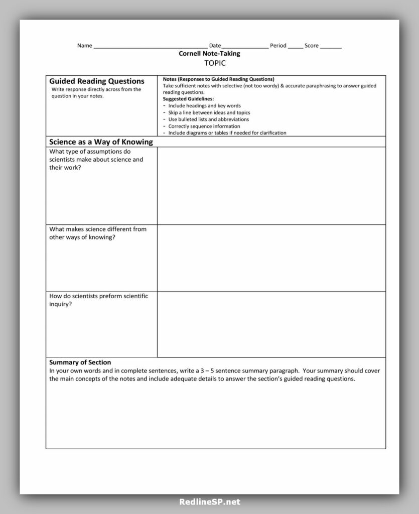 Cornell Notes Taking Template