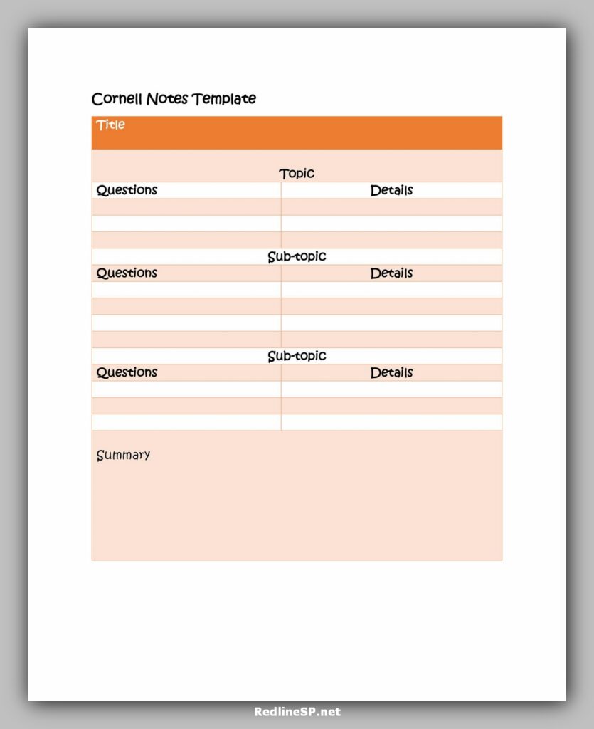 Cornell Notes Template Excel