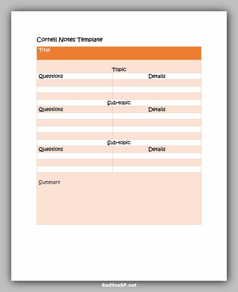 Cornell Notes Template Excel Cornell Notes Template Excel