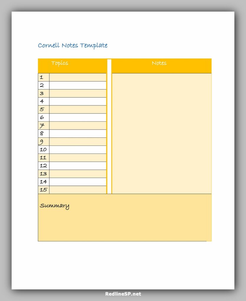 Cornell Notes Template PDF