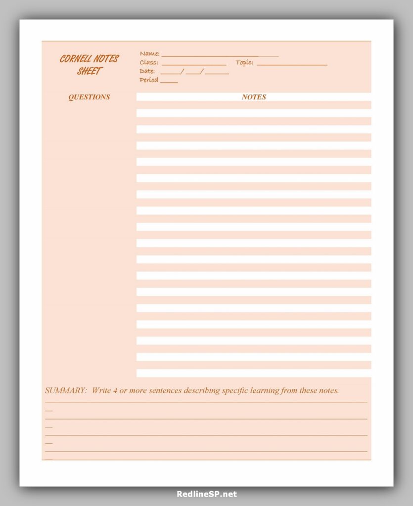 Cornell Notes Sheet Cornell Notes Sheet