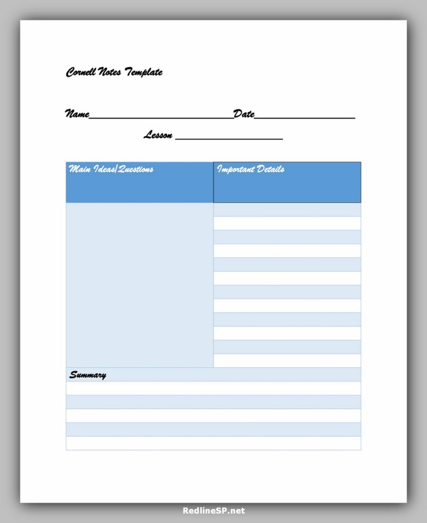 cornell note template 14