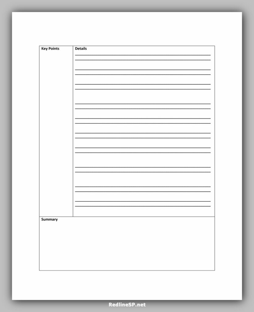 cornell note template 16