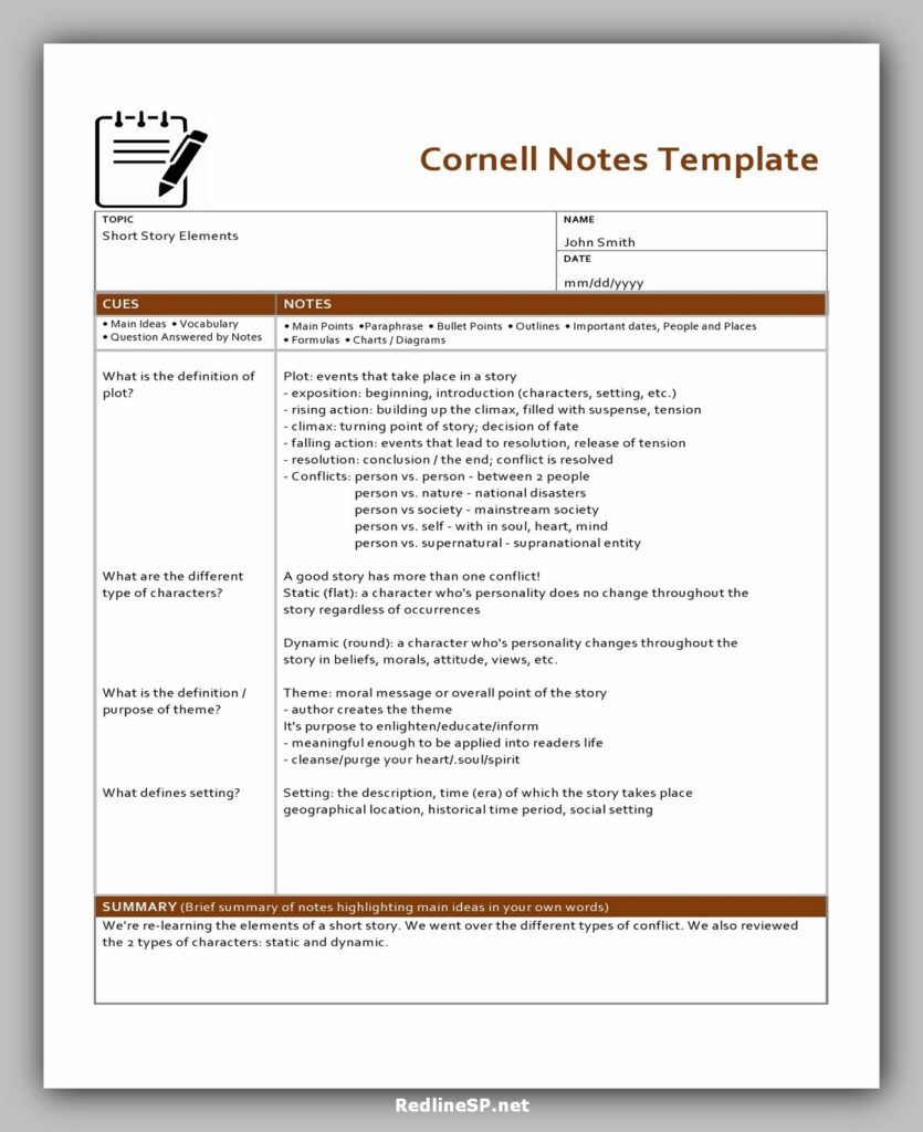 cornell note template 20