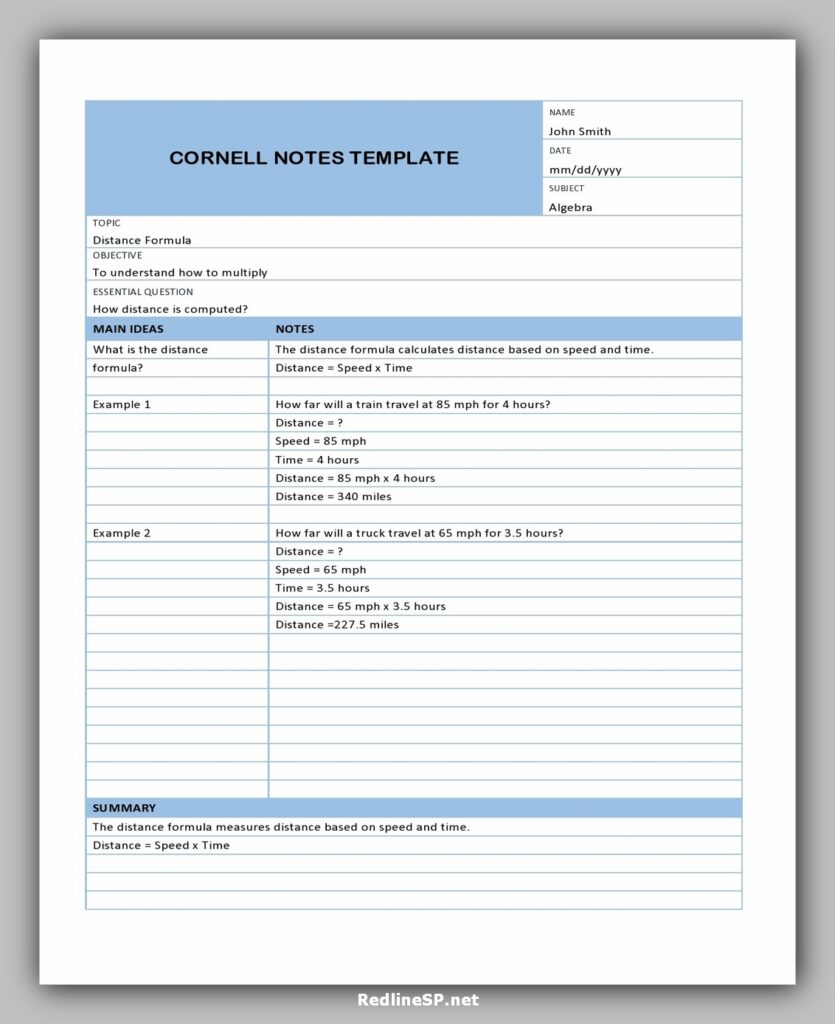 cornell note template 22