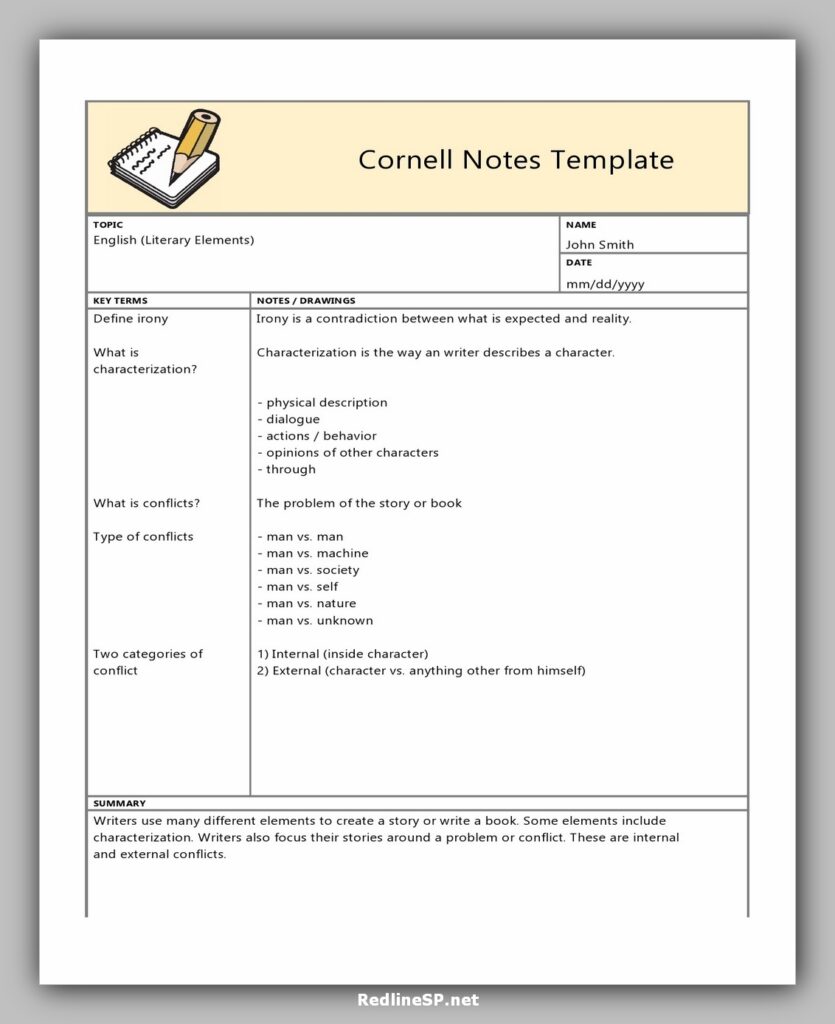 cornell note template 23