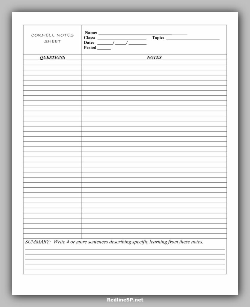 cornell note template 24