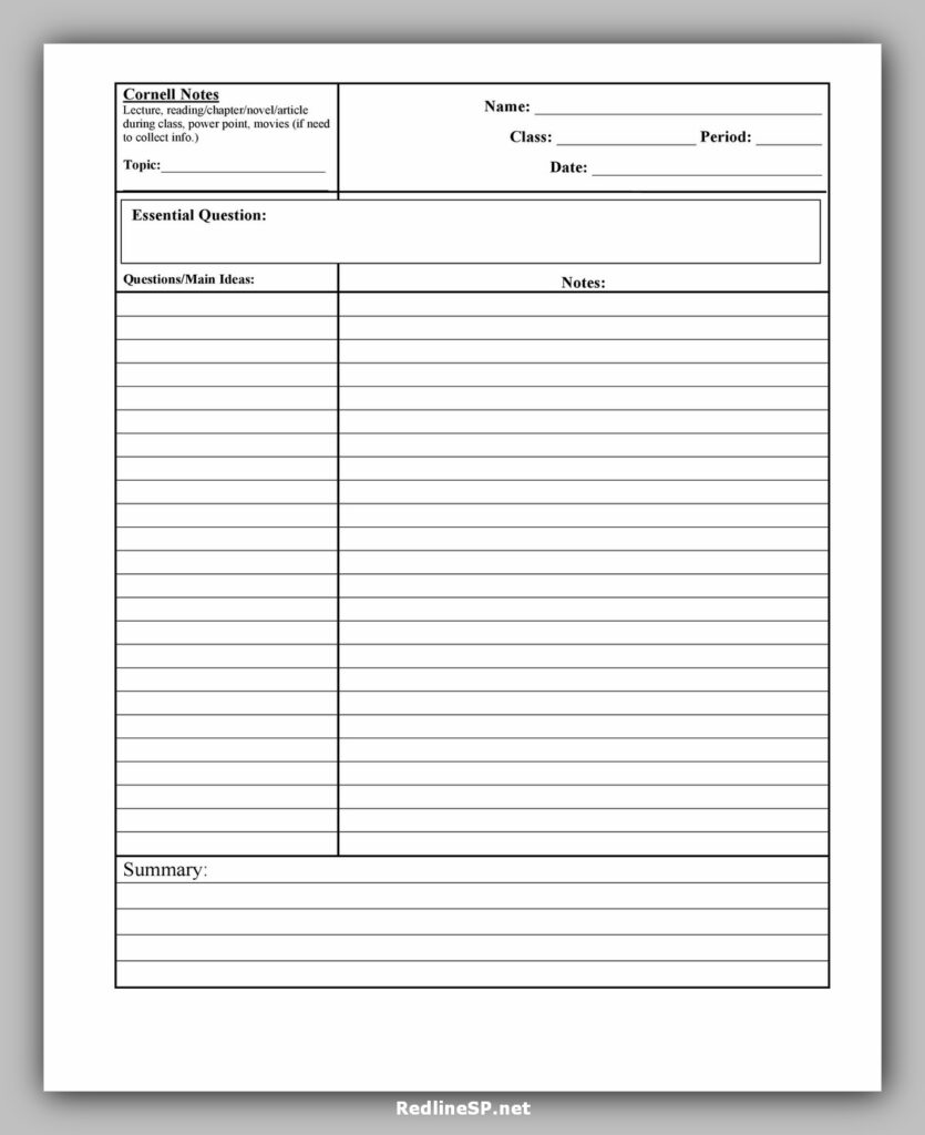 cornell note template 25