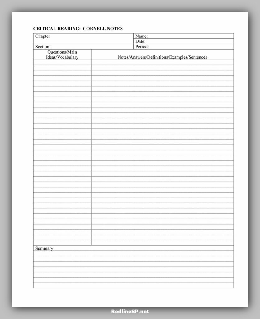 cornell note template 26