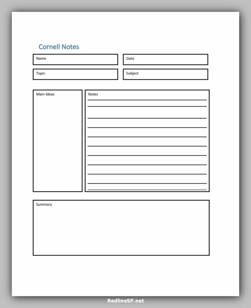 cornell note template 27