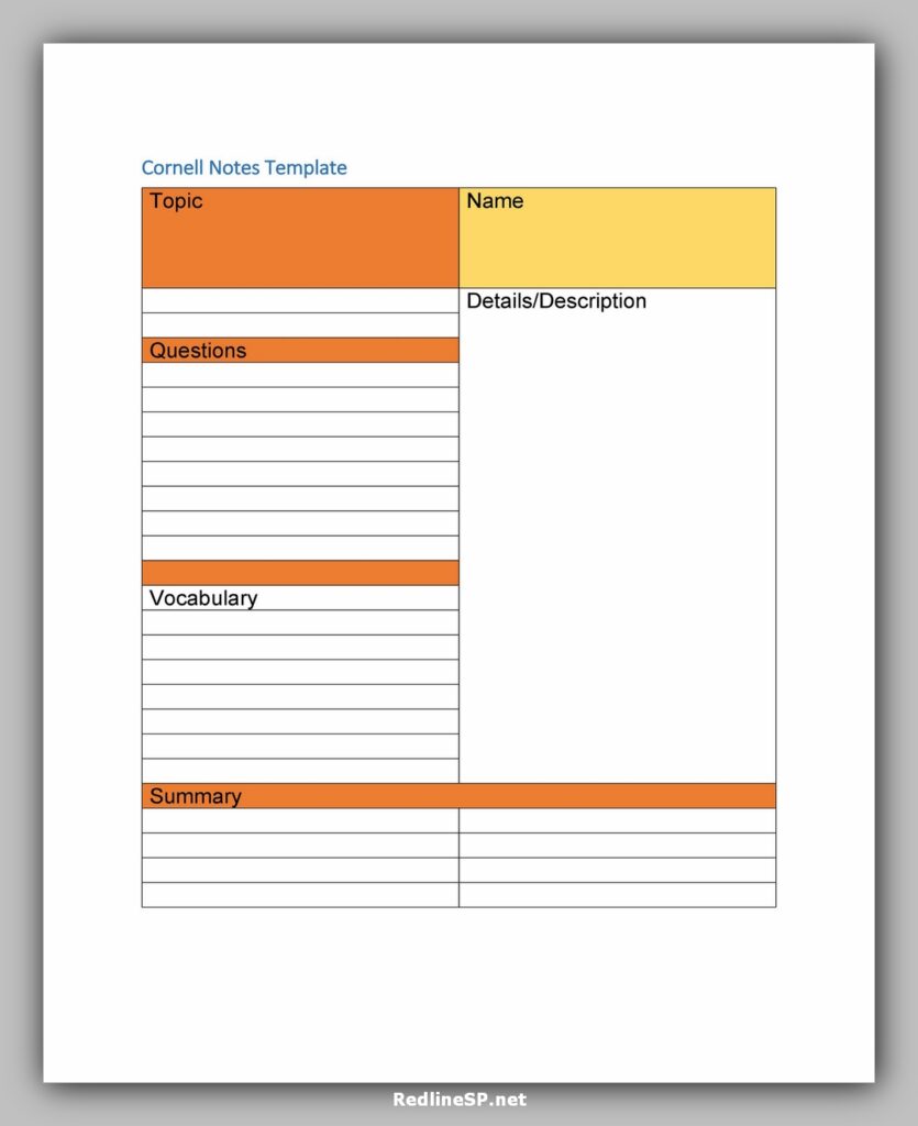 cornell note template 28