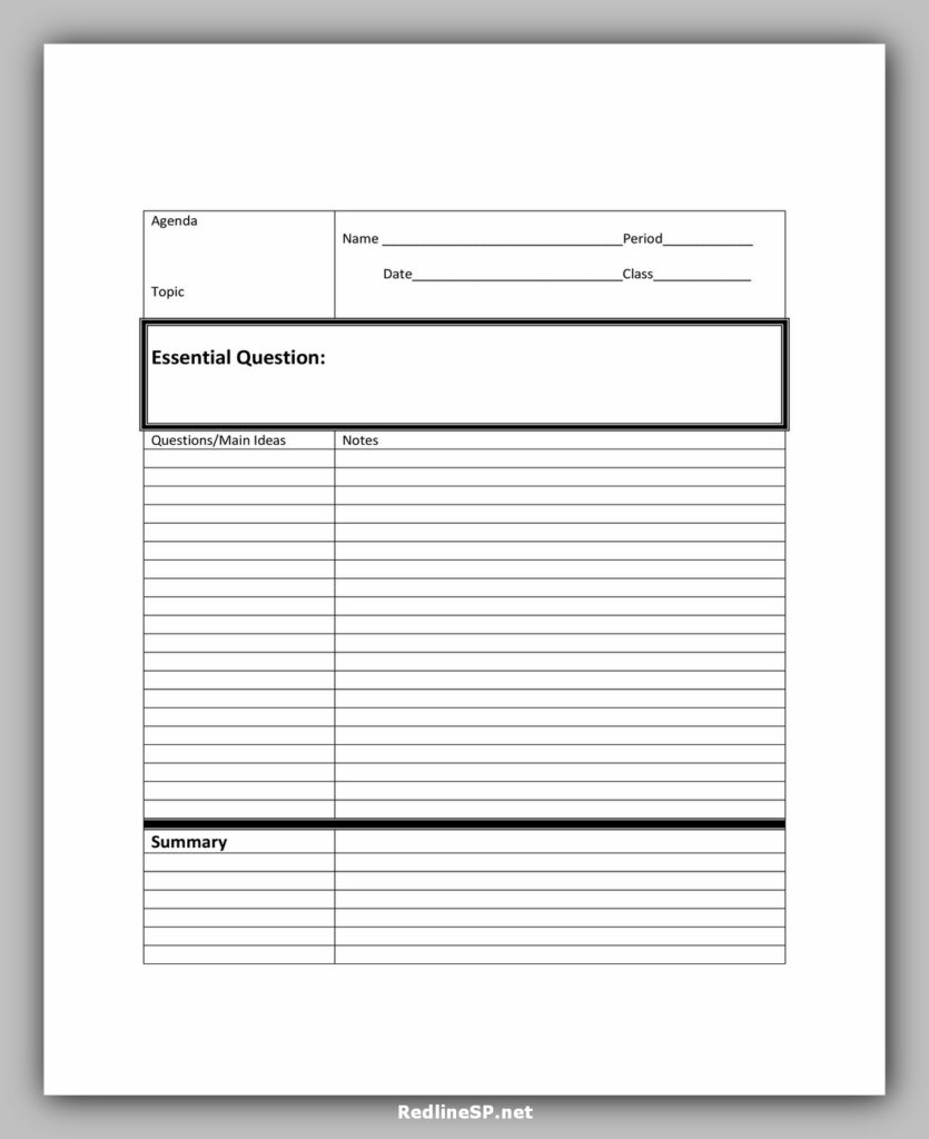 cornell note template 29