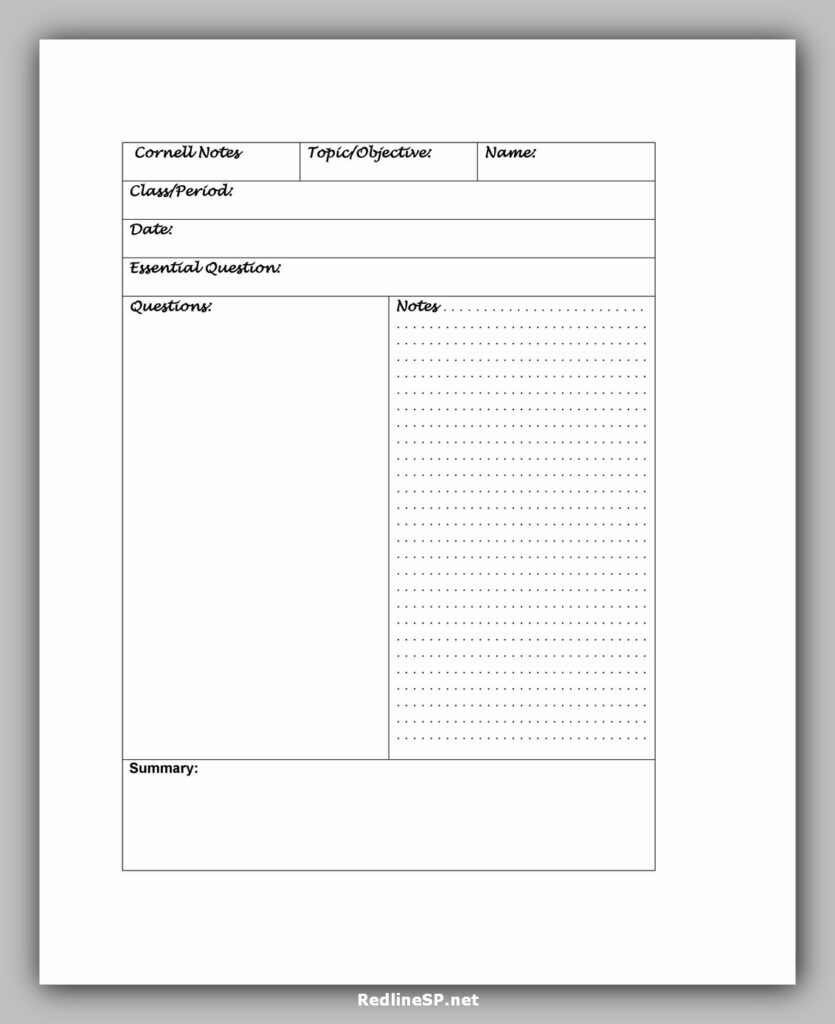 cornell note template 30