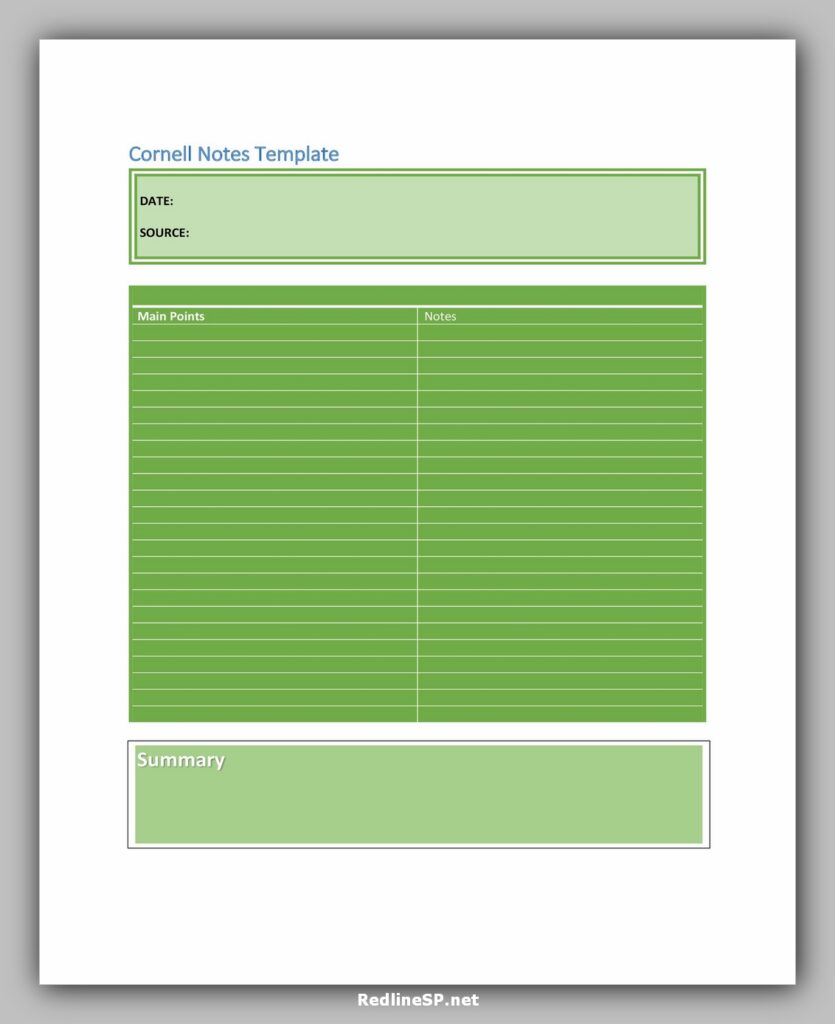 cornell note template 34 cornell note template 34