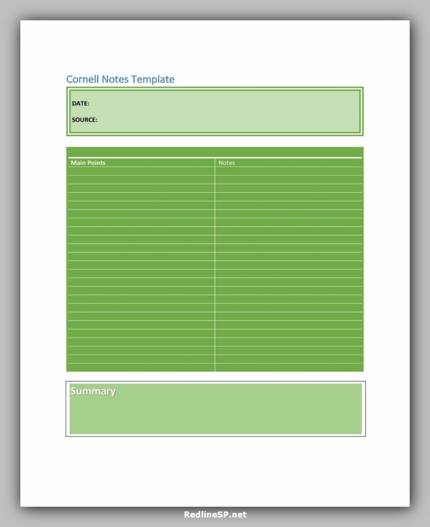 cornell note template 34