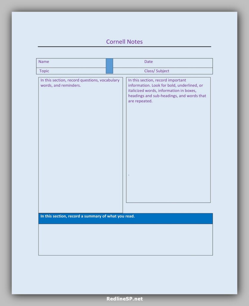 cornell note template 39