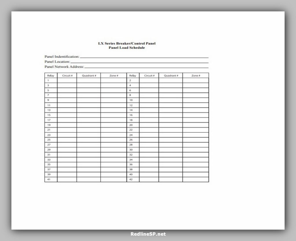 electrical panel schedule template pdf lx breaker control panel schedule template pdf format