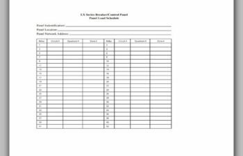 electrical panel schedule template pdf lx breaker control panel schedule template pdf format