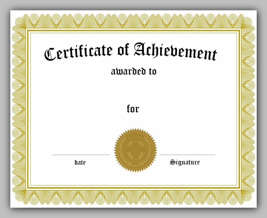 Printable Certificate of Achievement