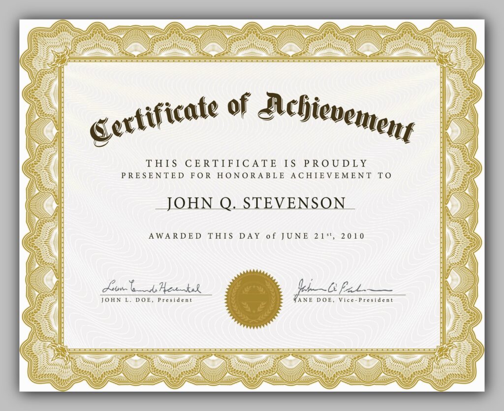 Certificate of Achievement Template Certificate of Achievement Template
