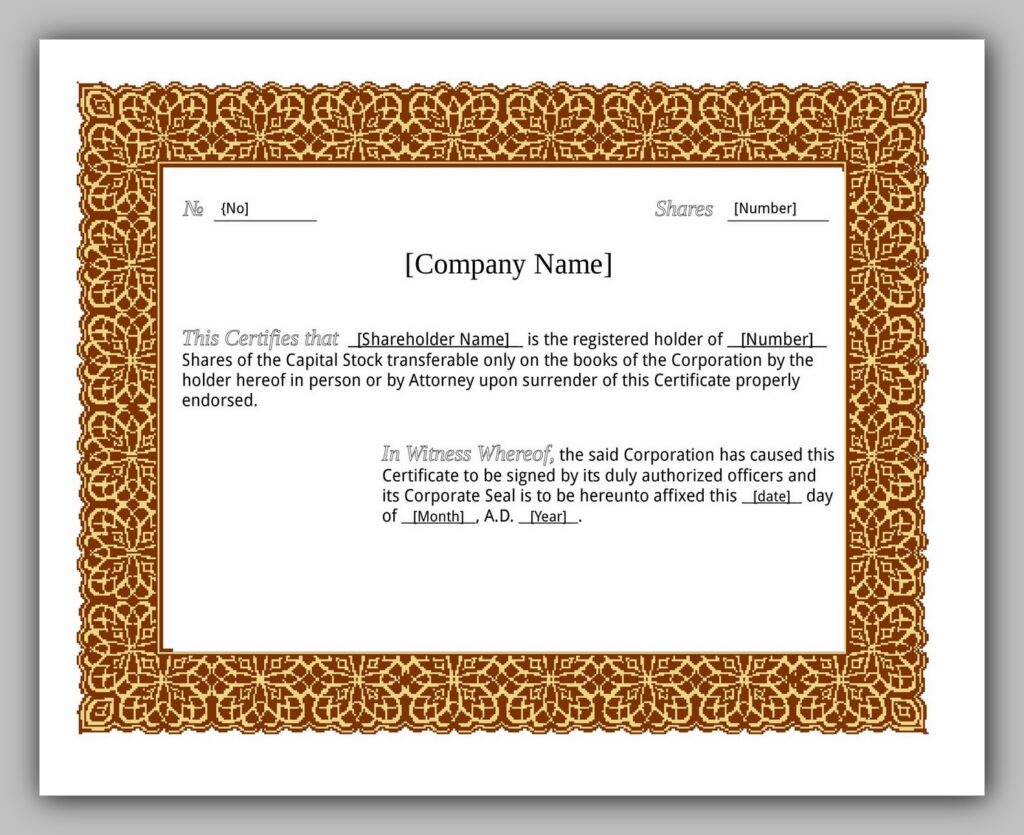 share certificate template 02