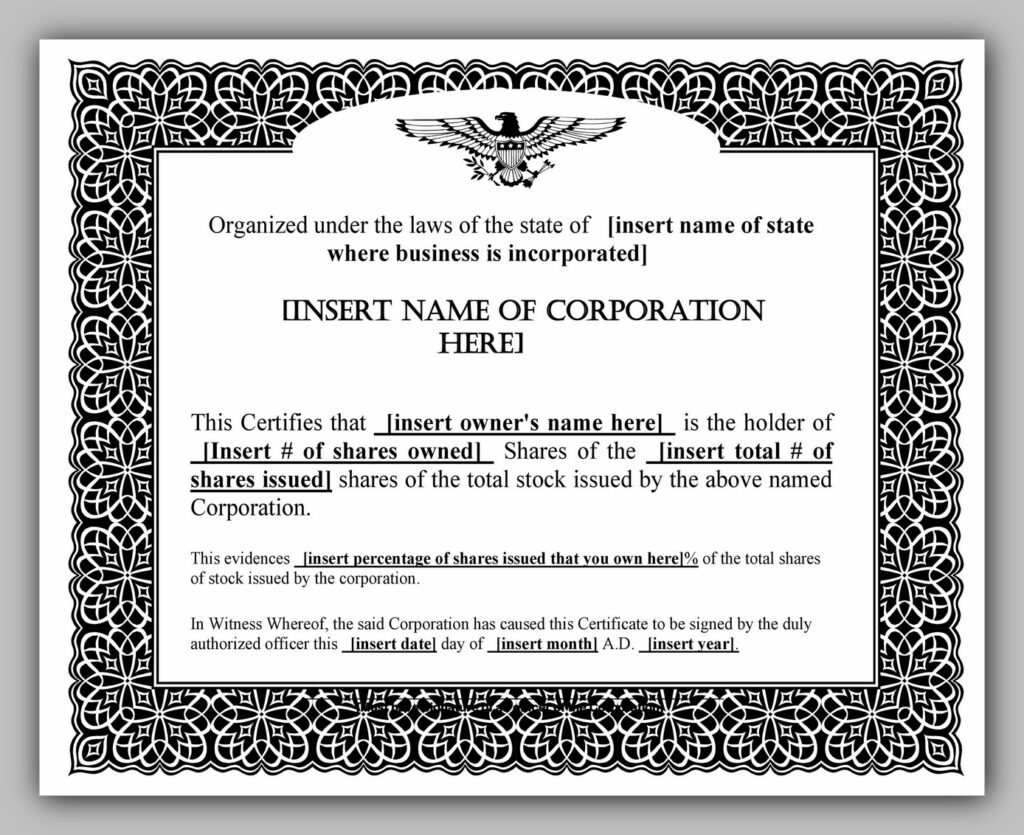 share certificate template 03