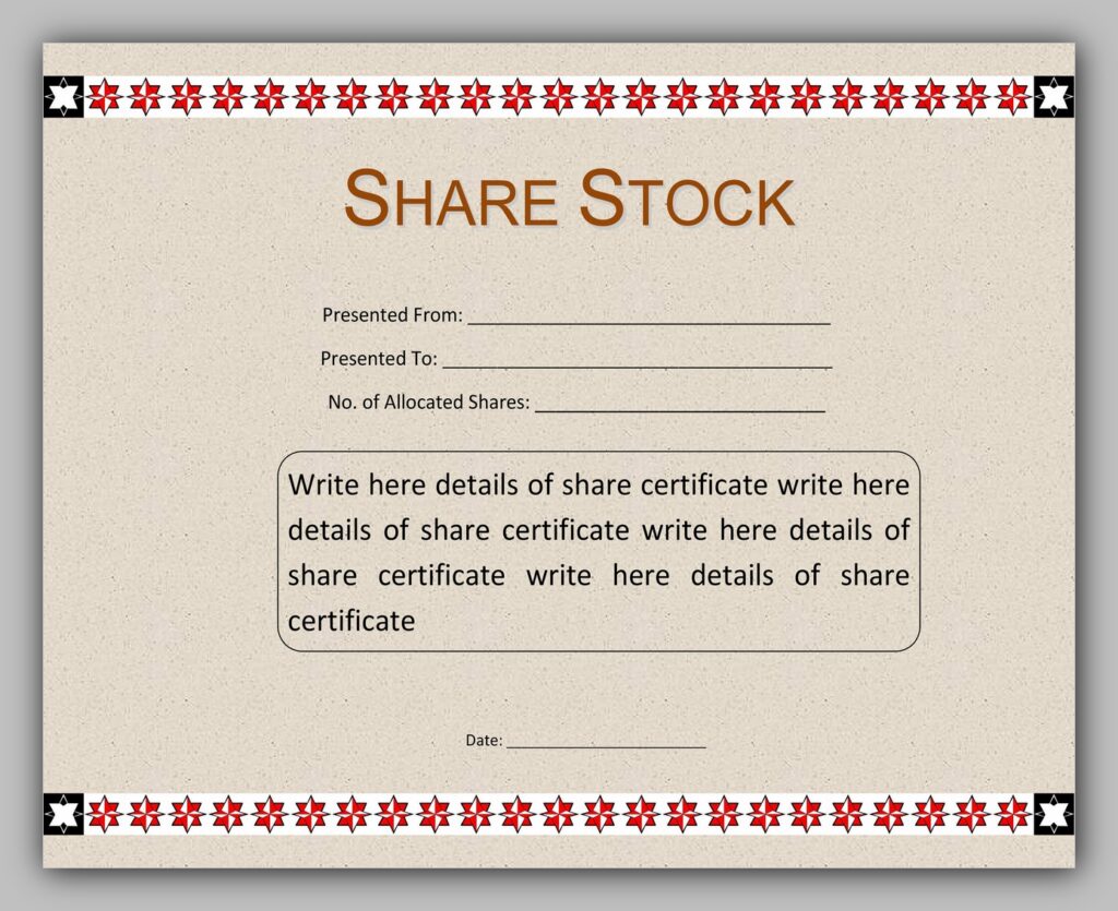 Printable Share Certificate Template