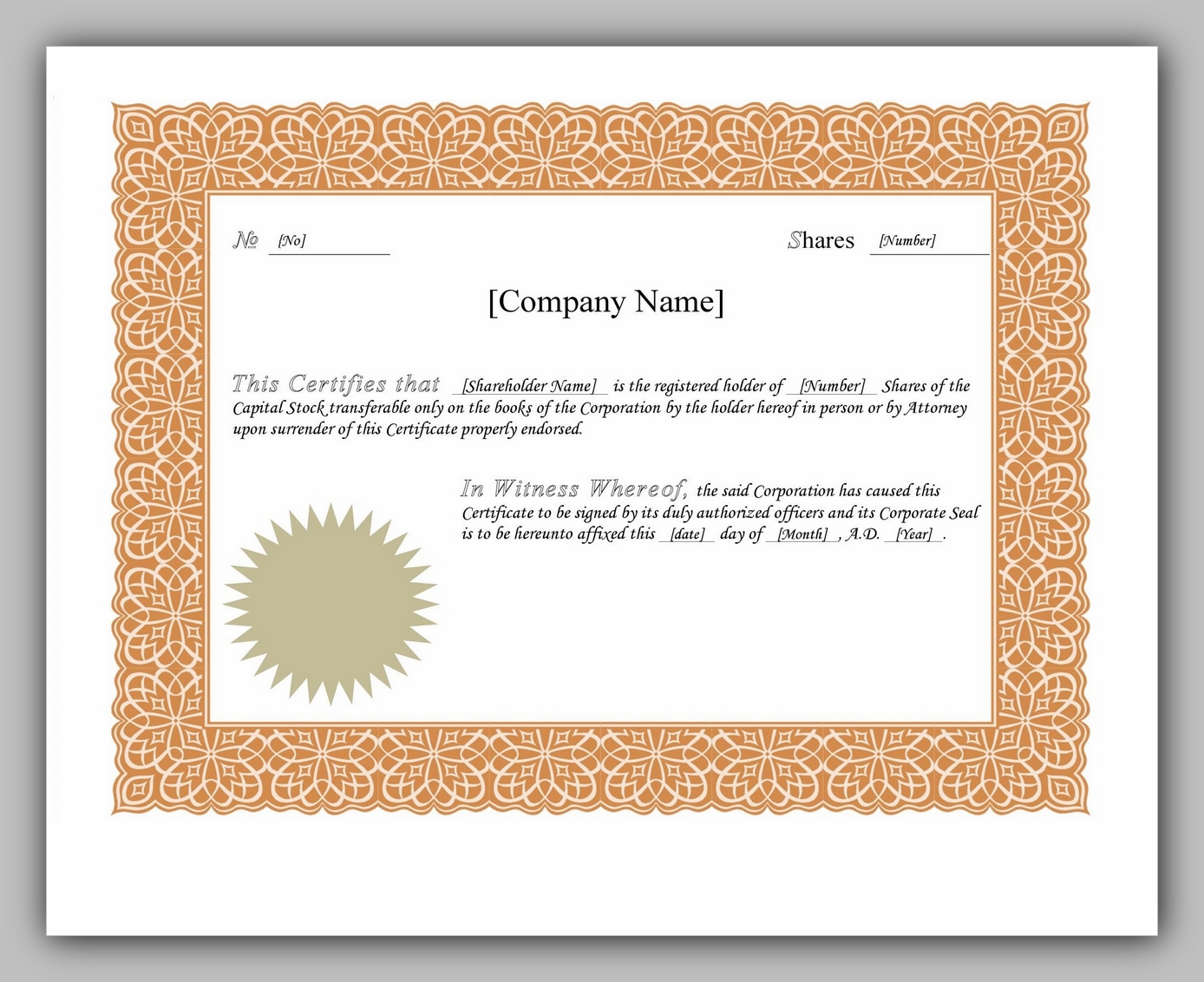 43 Free Share Certificate Template RedlineSP