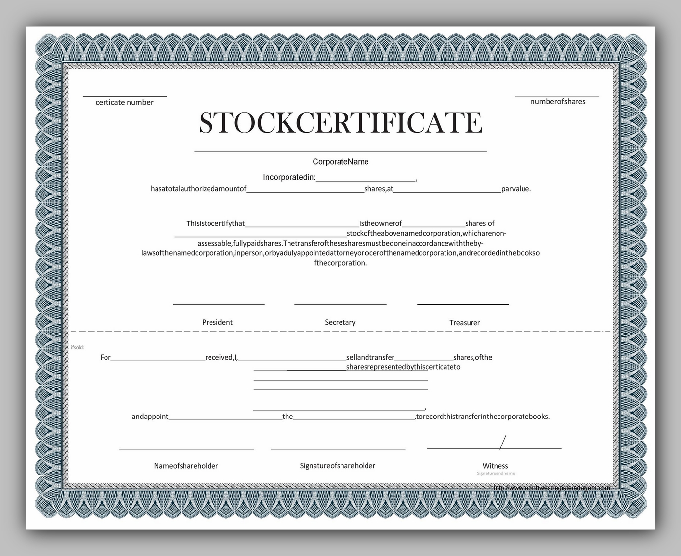 Template For Share Certificate