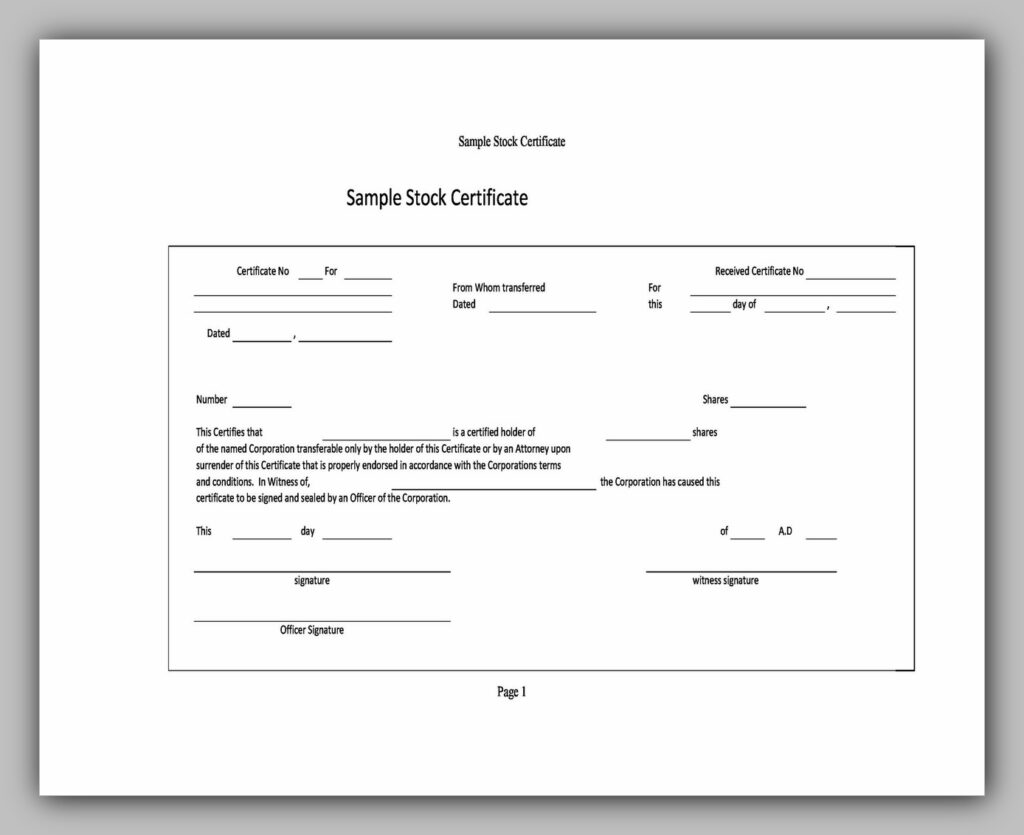 share certificate template 19