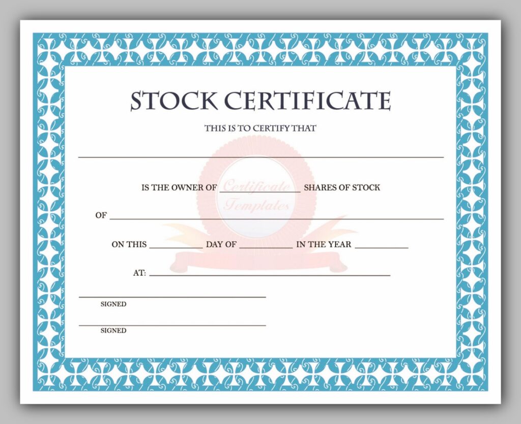 Blank Share Certificate Template