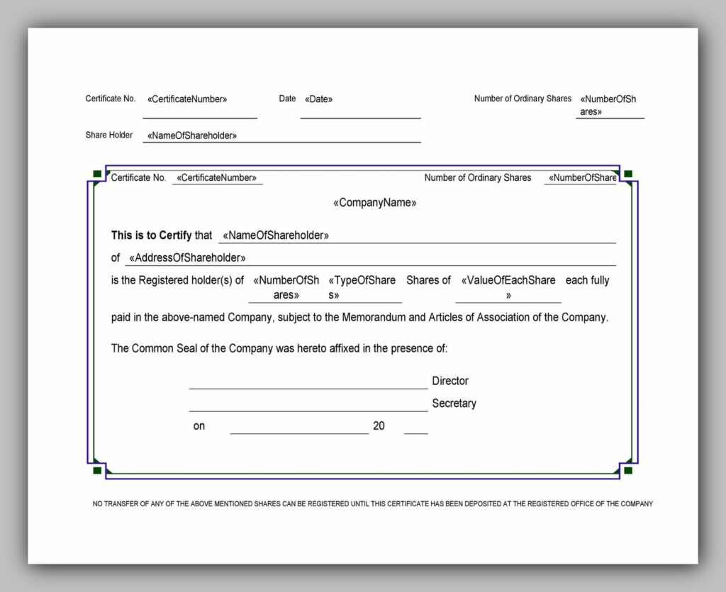 share certificate template 33